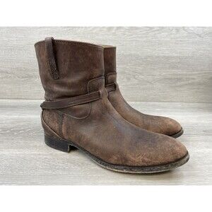 Frye Lindsay Plate Stonewashed DIstressed Women's Brown 10 Leather Ankle Boots